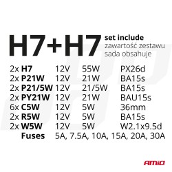 Sada halogénových žiaroviek 30ks (H7+H7) AMIO-03959
