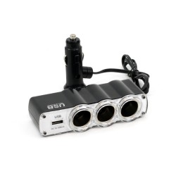 Roztrojka autozapaľovača + USB SOC-04