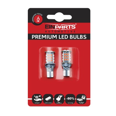 EPL187 H16W LED žiarovky (30 x SMD 3020) červená CANBUS 12/24V