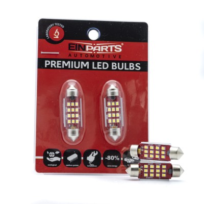 EPL303 C5W LED žiarovky (12 x SMD 2016) 39mm 6000K CANBUS 12/24V