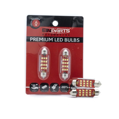 EPL304 C5W LED žiarovky (12 x SMD 2016) 42mm 6000K CANBUS 12/24V