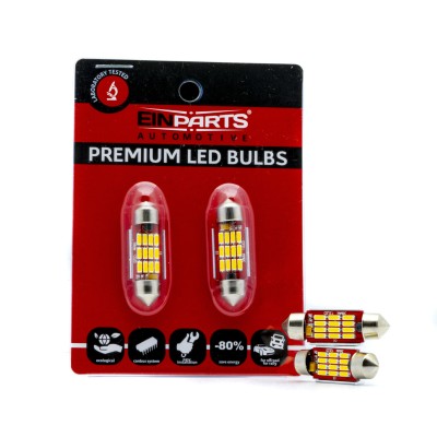 EPL306 C5W LED žiarovky (12 x SMD 4014) 36mm 5000K CANBUS 12/24V