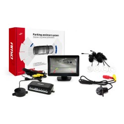 Parkovací asistent TFT01 4,3" s kamerou HD-305 LED 4-senzorové biele