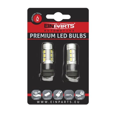 EPL166 P27/7W LED žiarovky (22 x SMD 5730) 6000K/oranžová CANBUS DRL+ Blinkr