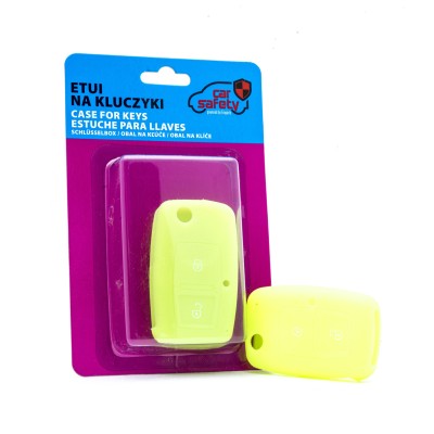 EPKC70 Silikónový obal na kľúč - neónová zelená/žltá  SEAT SKODA VOLKSWAGEN