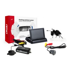 Parkovací asistent TFT02 4,3" s kamerou HD-308-LED 4-senzorové, biele