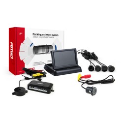 Parkovací asistent TFT02 4,3” s kamerou HD-308-LED 4-senzorové, čierne