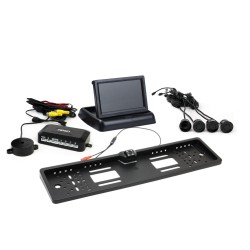 Parkovací asistent TFT02 4,3” s kamerou HD-402-LED 4-senzorové, čierne