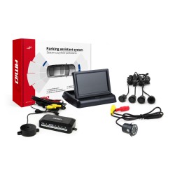 Parkovací asistent TFT02 4,3" s kamerou HD-308-LED 4-senzorové, čierne "GOLD"