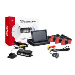 Parkovací asistent TFT02 4,3" s kamerou HD-308-LED 4-senzorové čierne vnútorné