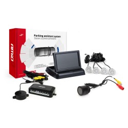 Parkovací asistent TFT02 4,3" s kamerou HD-301-IR, 4-senzorové, strieborné