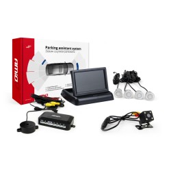 Parkovací asistent TFT02 4,3" s kamerou HD-315-LED 4-senzorové, strieborné