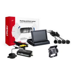 Parkovací asistent TFT02 4,3” s kamerou HD-501-IR 4-senzorové, čierne