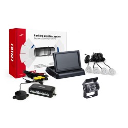 Parkovací asistent TFT02 4,3" s kamerou HD-501-IR 4-senzorové, strieborné